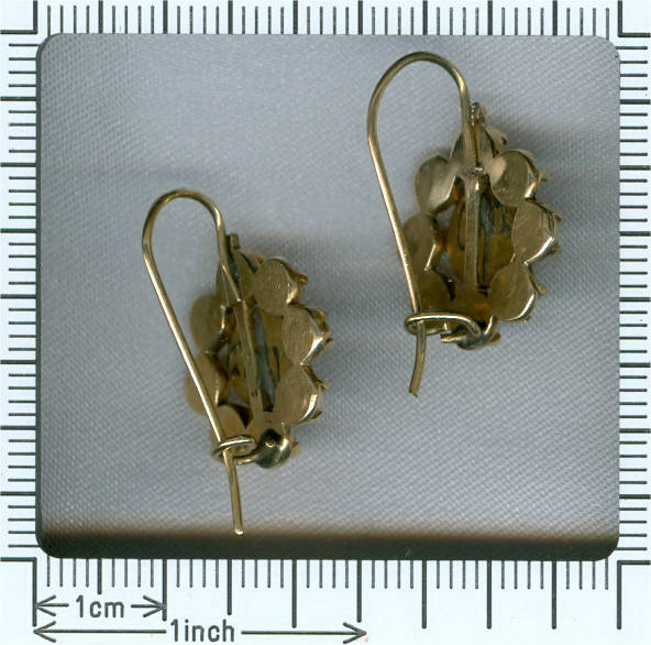 Georgian diamond 18kt gold drop earrings shepherd's crook (image 5 of 5)